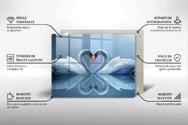 Steklena podloga za rezanje Dva labodja srca