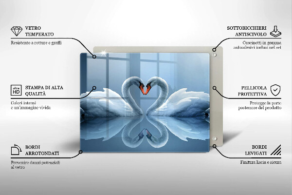 Steklena podloga za rezanje Dva labodja srca