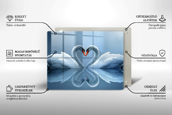 Steklena podloga za rezanje Dva labodja srca