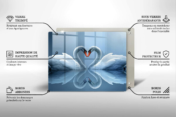 Steklena podloga za rezanje Dva labodja srca