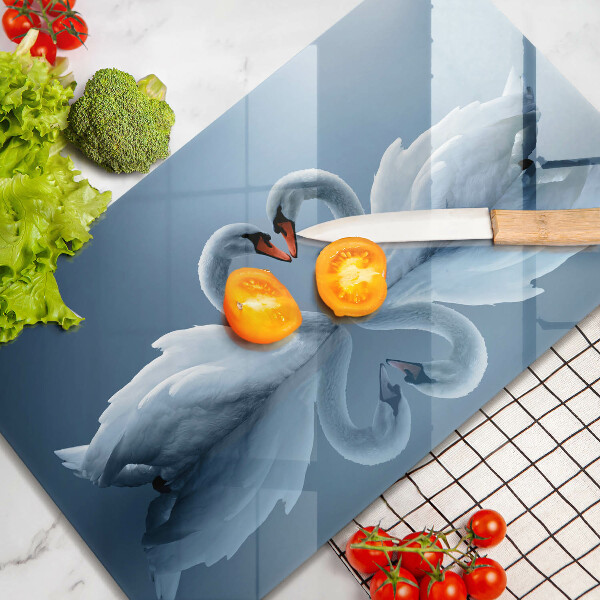 Steklena podloga za rezanje Dva labodja srca