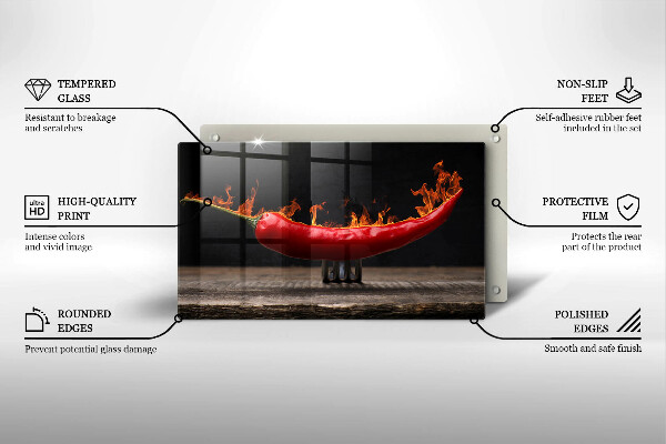 Steklena podloga za rezanje Pekoča čili paprika