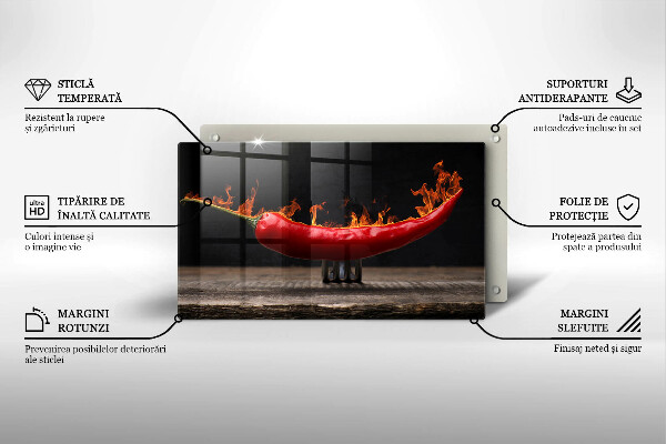 Steklena podloga za rezanje Pekoča čili paprika