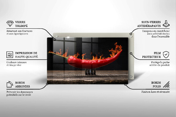 Steklena podloga za rezanje Pekoča čili paprika