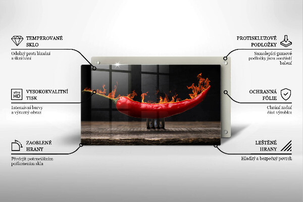 Steklena podloga za rezanje Pekoča čili paprika