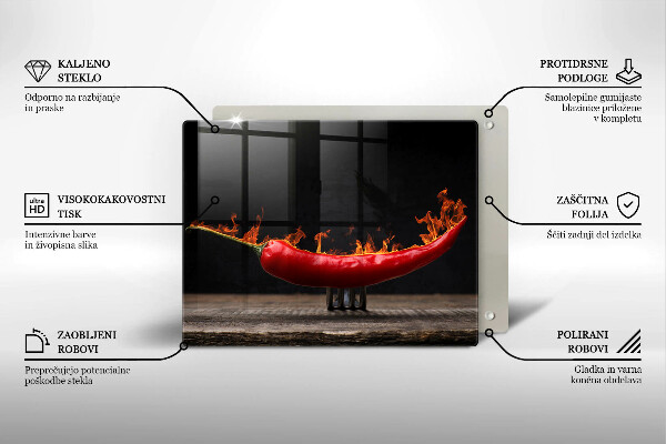 Steklena podloga za rezanje Pekoča čili paprika