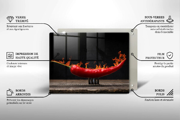 Steklena podloga za rezanje Pekoča čili paprika