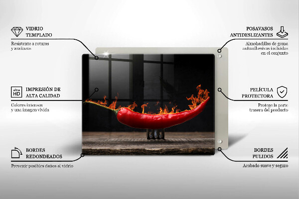 Steklena podloga za rezanje Pekoča čili paprika