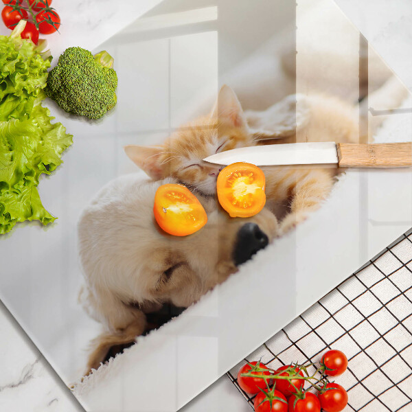 Steklena podloga za rezanje Živali pes in mačka