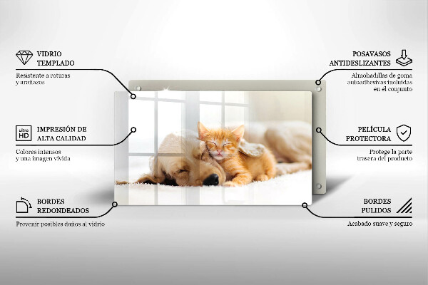 Steklena podloga za rezanje Živali pes in mačka