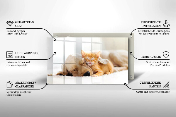 Steklena podloga za rezanje Živali pes in mačka