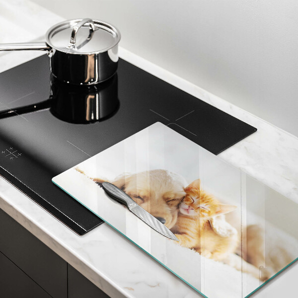 Steklena podloga za rezanje Živali pes in mačka