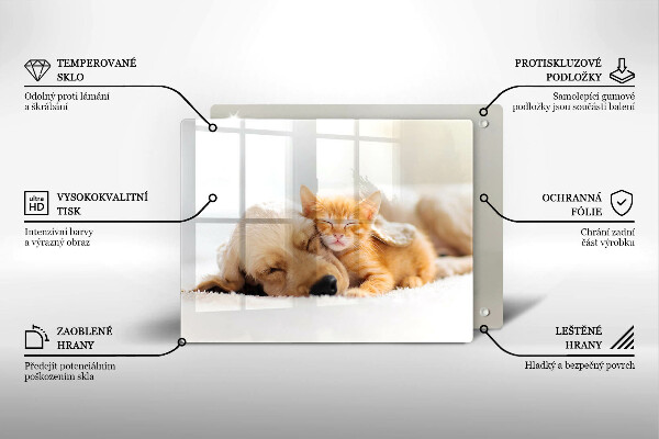 Steklena podloga za rezanje Živali pes in mačka