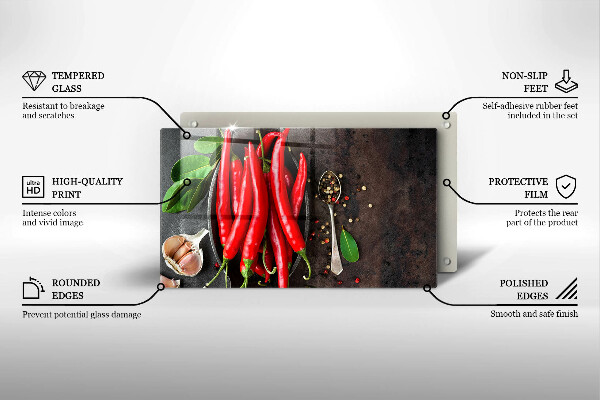 Steklena podloga za rezanje Rdeča čili paprika