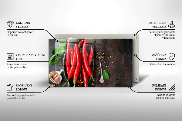 Steklena podloga za rezanje Rdeča čili paprika