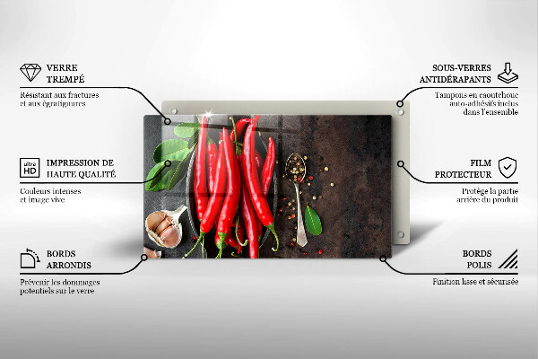 Steklena podloga za rezanje Rdeča čili paprika
