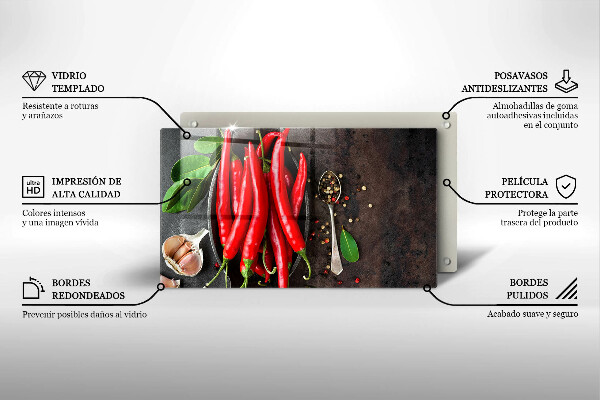 Steklena podloga za rezanje Rdeča čili paprika