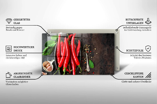 Steklena podloga za rezanje Rdeča čili paprika