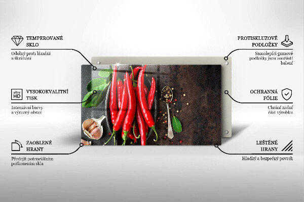 Steklena podloga za rezanje Rdeča čili paprika