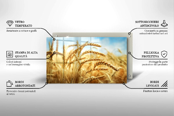 Steklena podloga za rezanje Klasje žit na polju