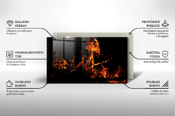 Steklena podloga za rezanje Prižgi živi plamen