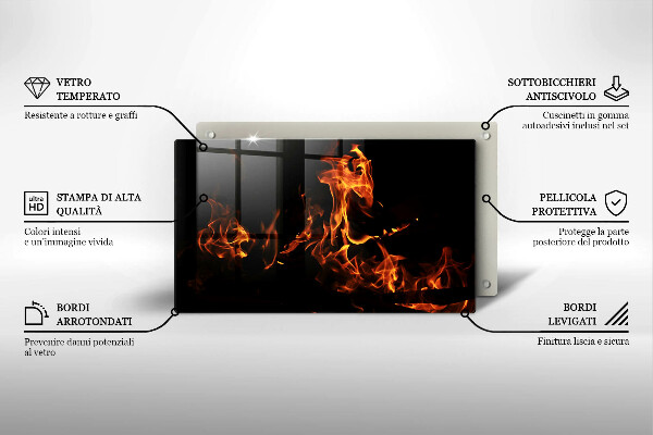 Steklena podloga za rezanje Prižgi živi plamen