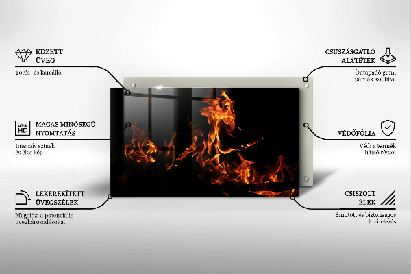 Steklena podloga za rezanje Prižgi živi plamen