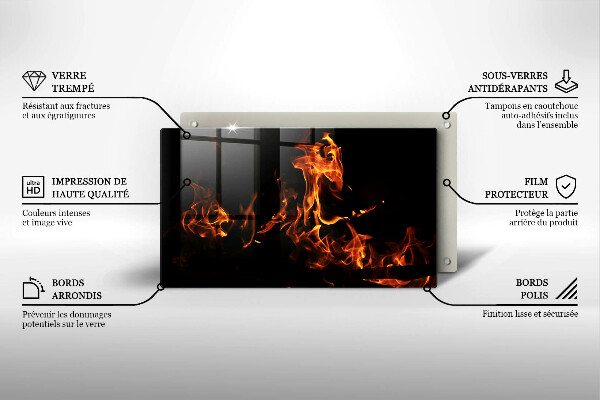Steklena podloga za rezanje Prižgi živi plamen