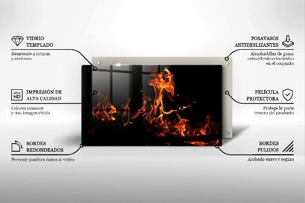 Steklena podloga za rezanje Prižgi živi plamen