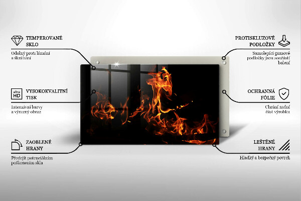 Steklena podloga za rezanje Prižgi živi plamen