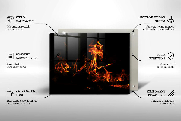 Steklena podloga za rezanje Prižgi živi plamen