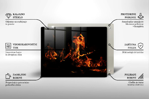Steklena podloga za rezanje Prižgi živi plamen