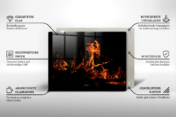Steklena podloga za rezanje Prižgi živi plamen