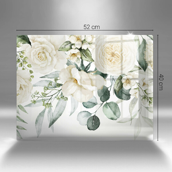 Steklena podloga za rezanje Akvarelne rože