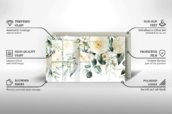 Steklena podloga za rezanje Akvarelne rože