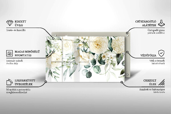 Steklena podloga za rezanje Akvarelne rože