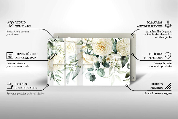 Steklena podloga za rezanje Akvarelne rože