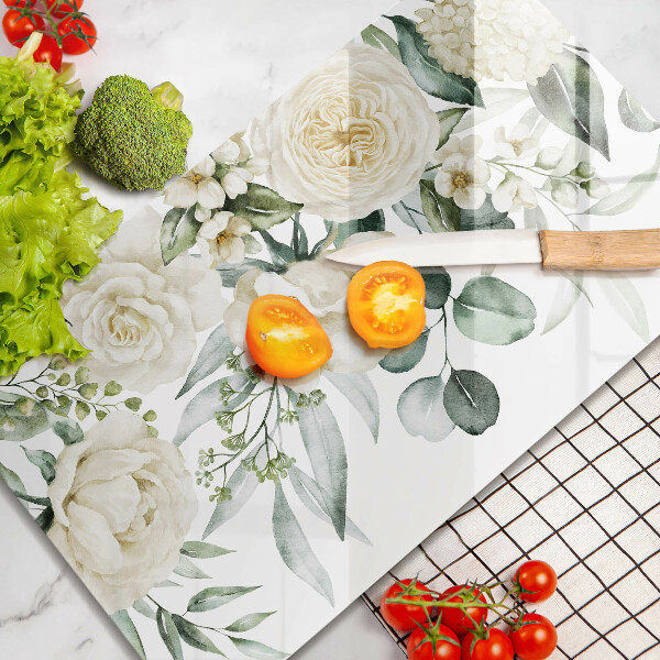 Steklena podloga za rezanje Akvarelne rože