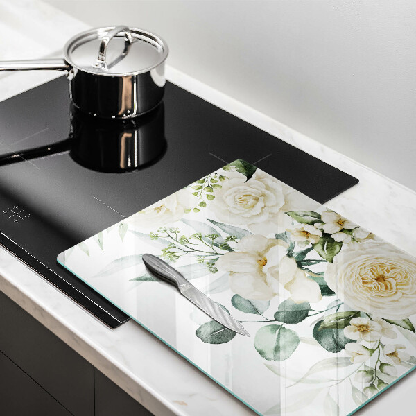 Steklena podloga za rezanje Akvarelne rože
