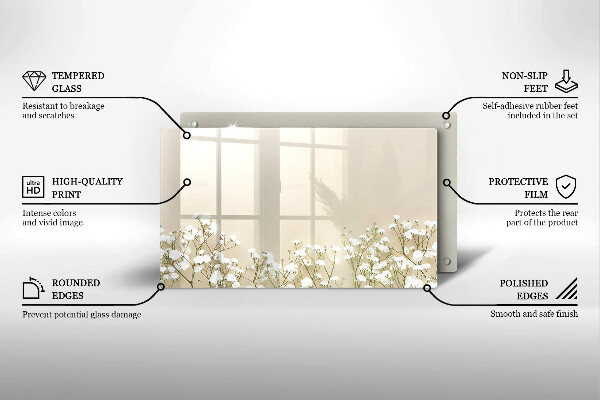 Steklena podloga za rezanje Boho rože iz mavca