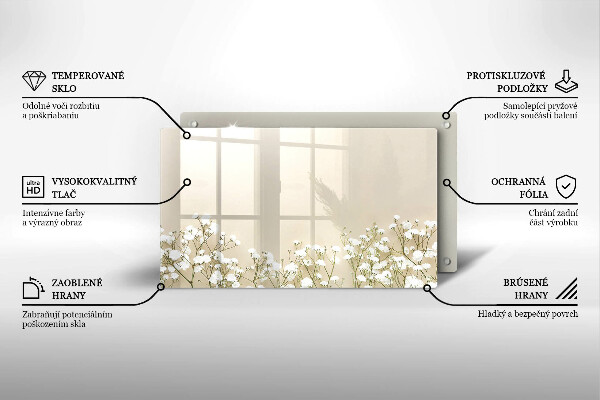 Steklena podloga za rezanje Boho rože iz mavca