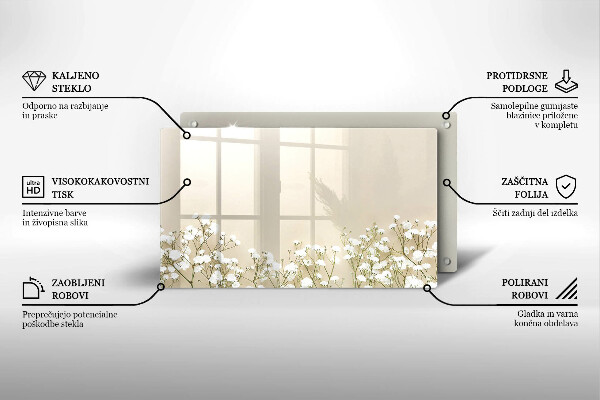 Steklena podloga za rezanje Boho rože iz mavca