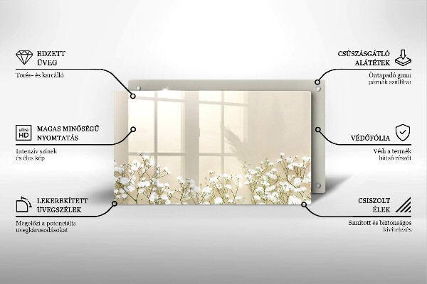 Steklena podloga za rezanje Boho rože iz mavca