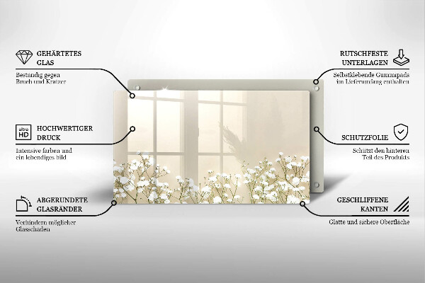 Steklena podloga za rezanje Boho rože iz mavca