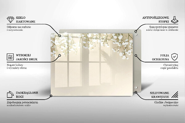 Steklena podloga za rezanje Boho rože iz mavca