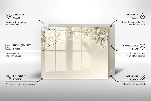 Steklena podloga za rezanje Boho rože iz mavca