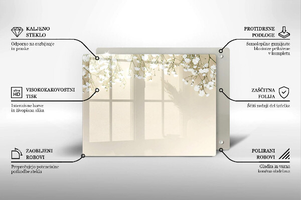 Steklena podloga za rezanje Boho rože iz mavca