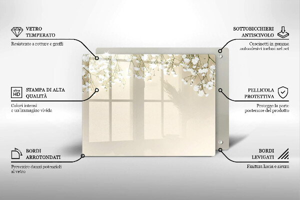 Steklena podloga za rezanje Boho rože iz mavca