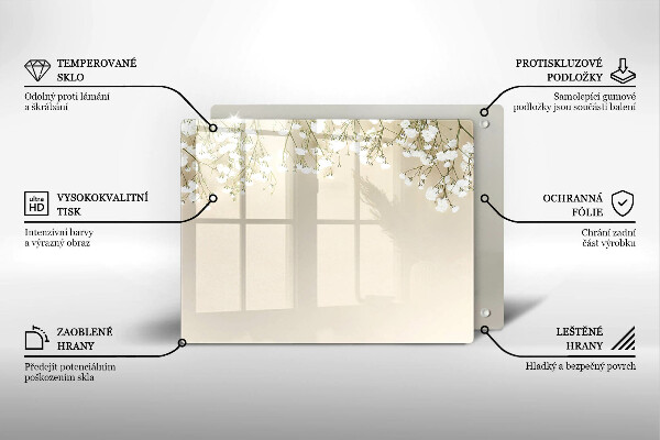 Steklena podloga za rezanje Boho rože iz mavca