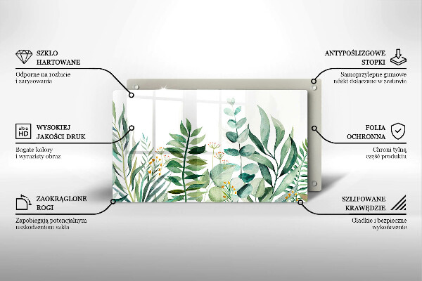 Steklena podloga za rezanje Ilustracija rastlinskih listov